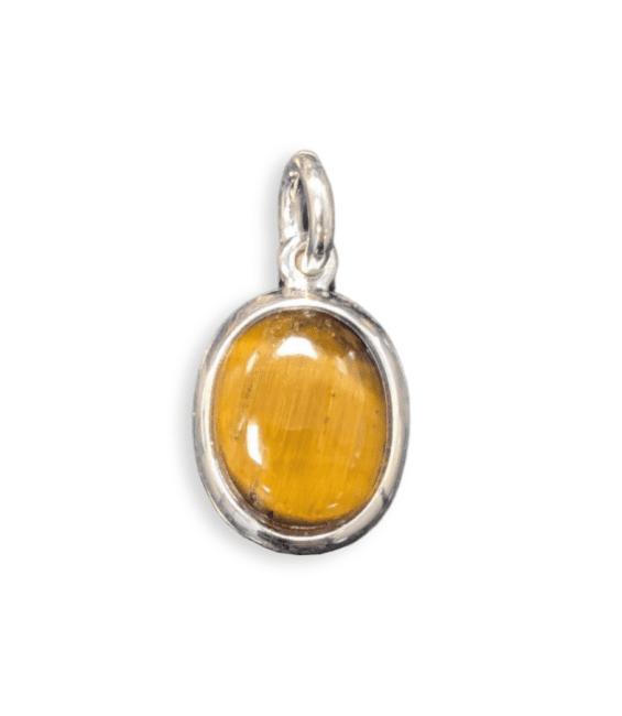 Ciondolo occhio di tigre ovale in argento 925 13 mm