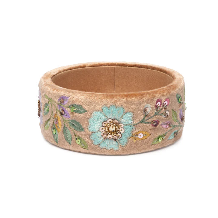 Ciotola in velluto beige con fiori