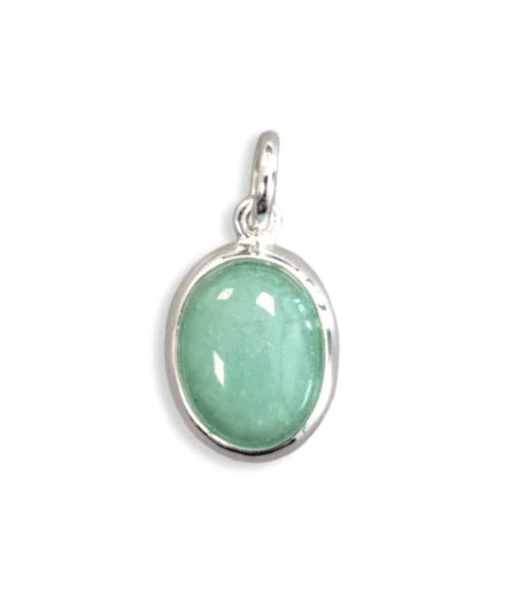 Ciondolo ovale in argento 925 con avventurina verde 13 mm