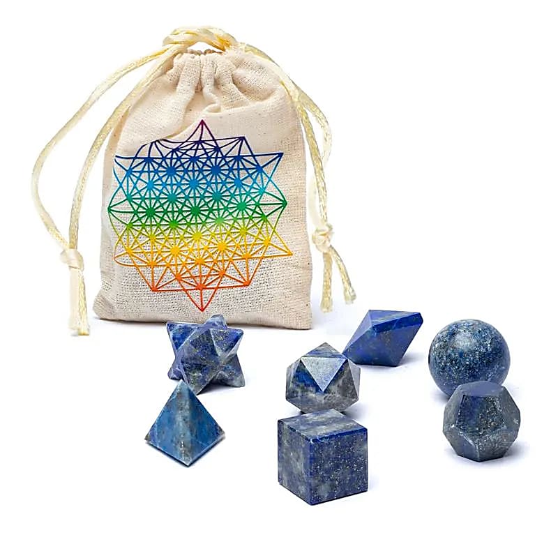 Set di 7 pezzi di lapislazzuli geometria sacra