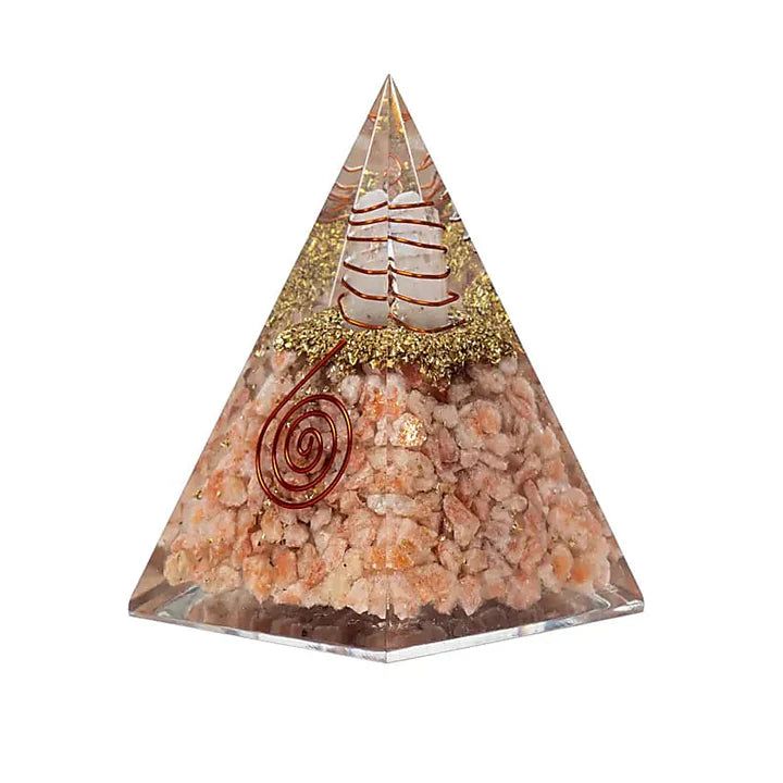 Orgonite piramide pietra del sole con simbolo del sole
