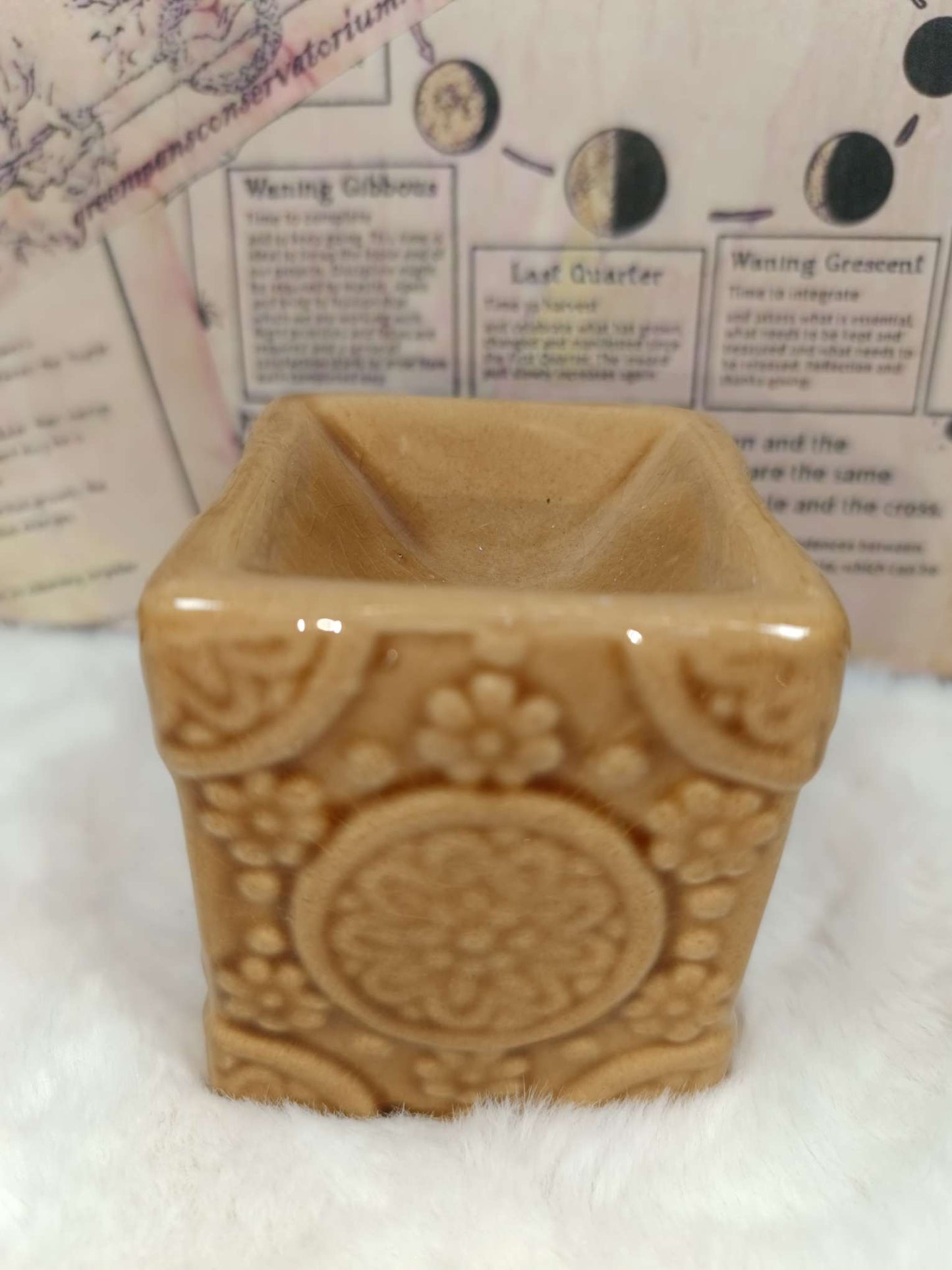 Brucia cera/essenze con Fiori Beige