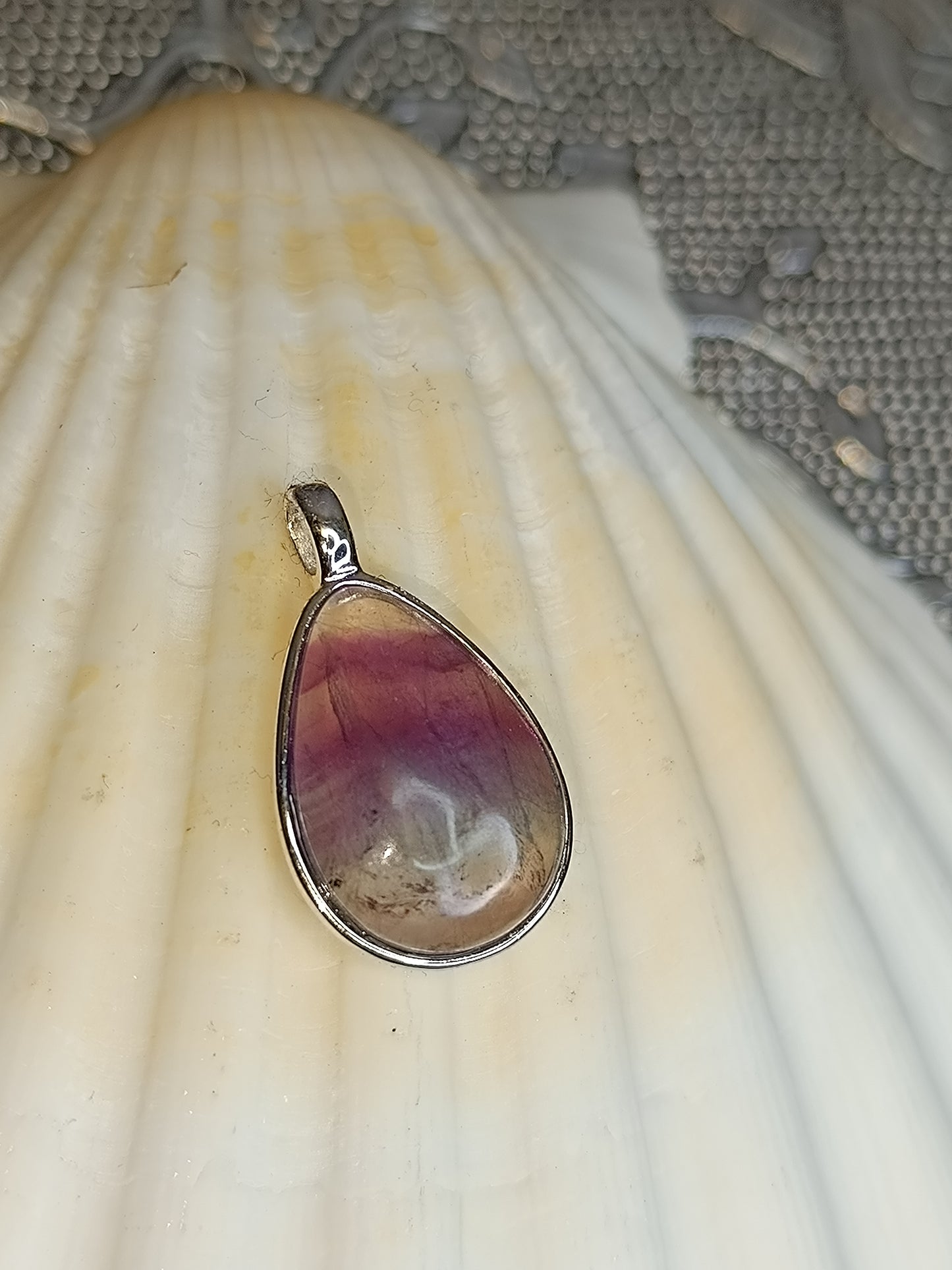 Ciondolo a goccia in Argento 925 e Fluorite