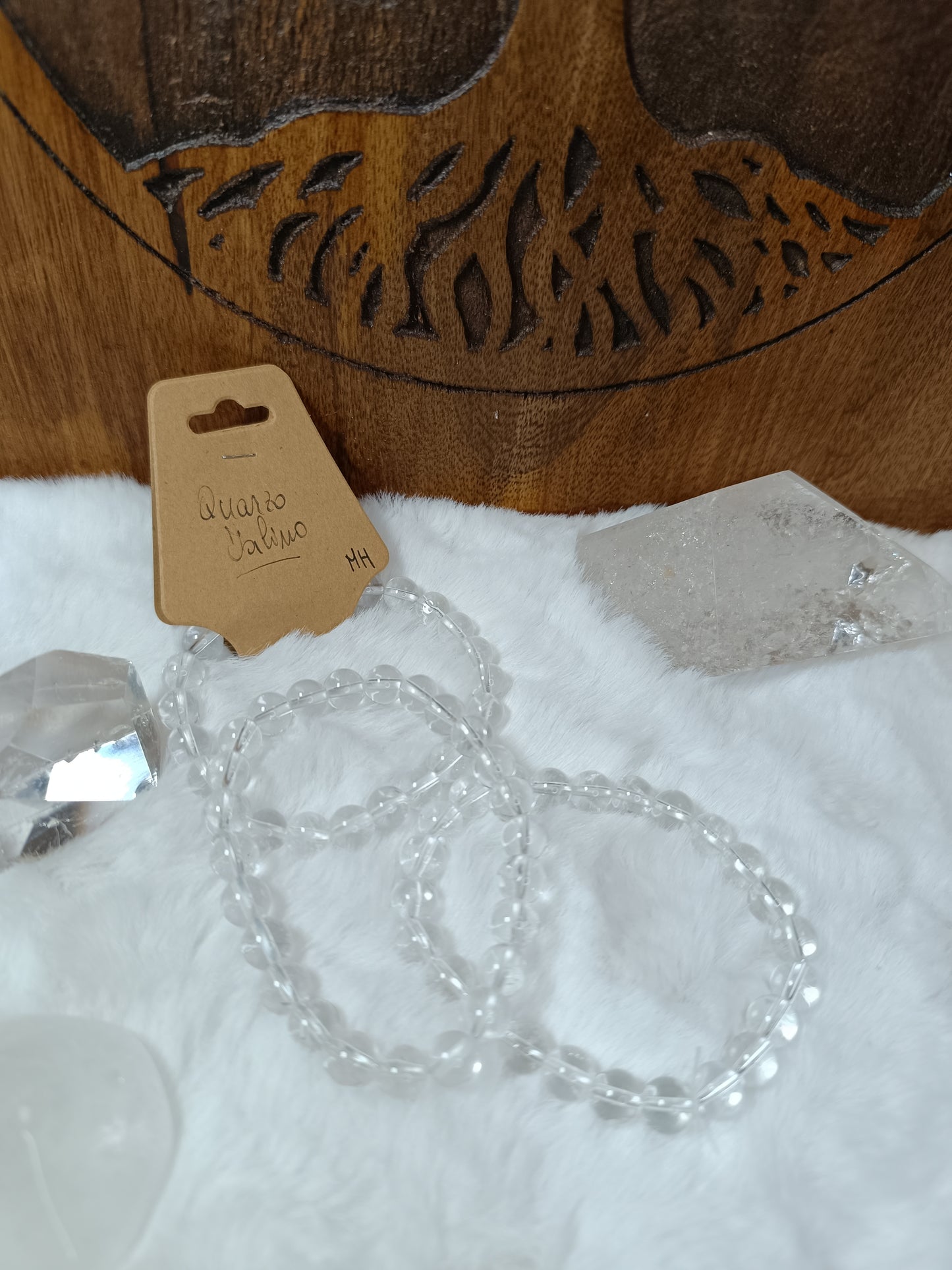 Bracciale in Perle di Quarzo Ialino - 8 mm