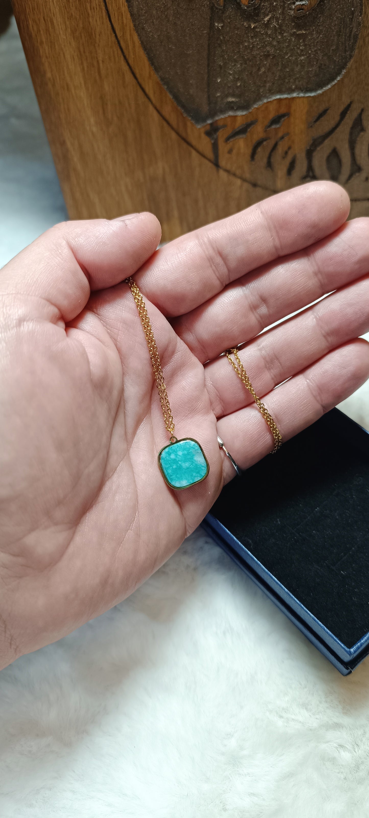 Collana in Acciaio e Amazzonite