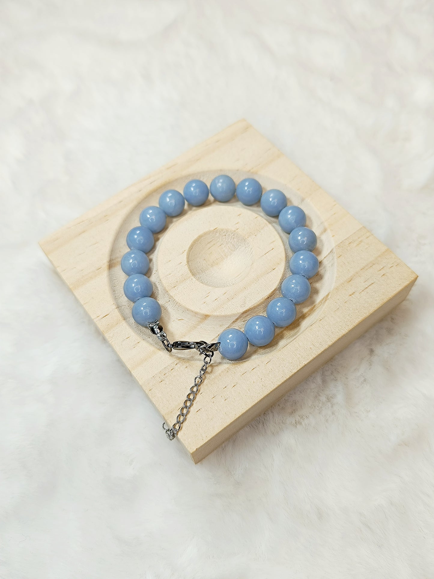 Bracciale in Perle di Angelite - 10 mm