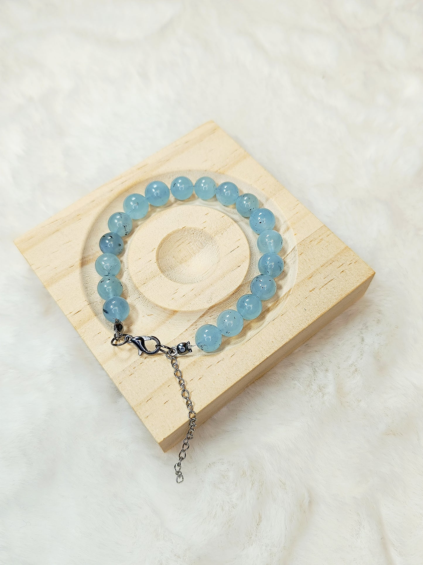 Bracciale in Perle di Acquamarina - 10 mm