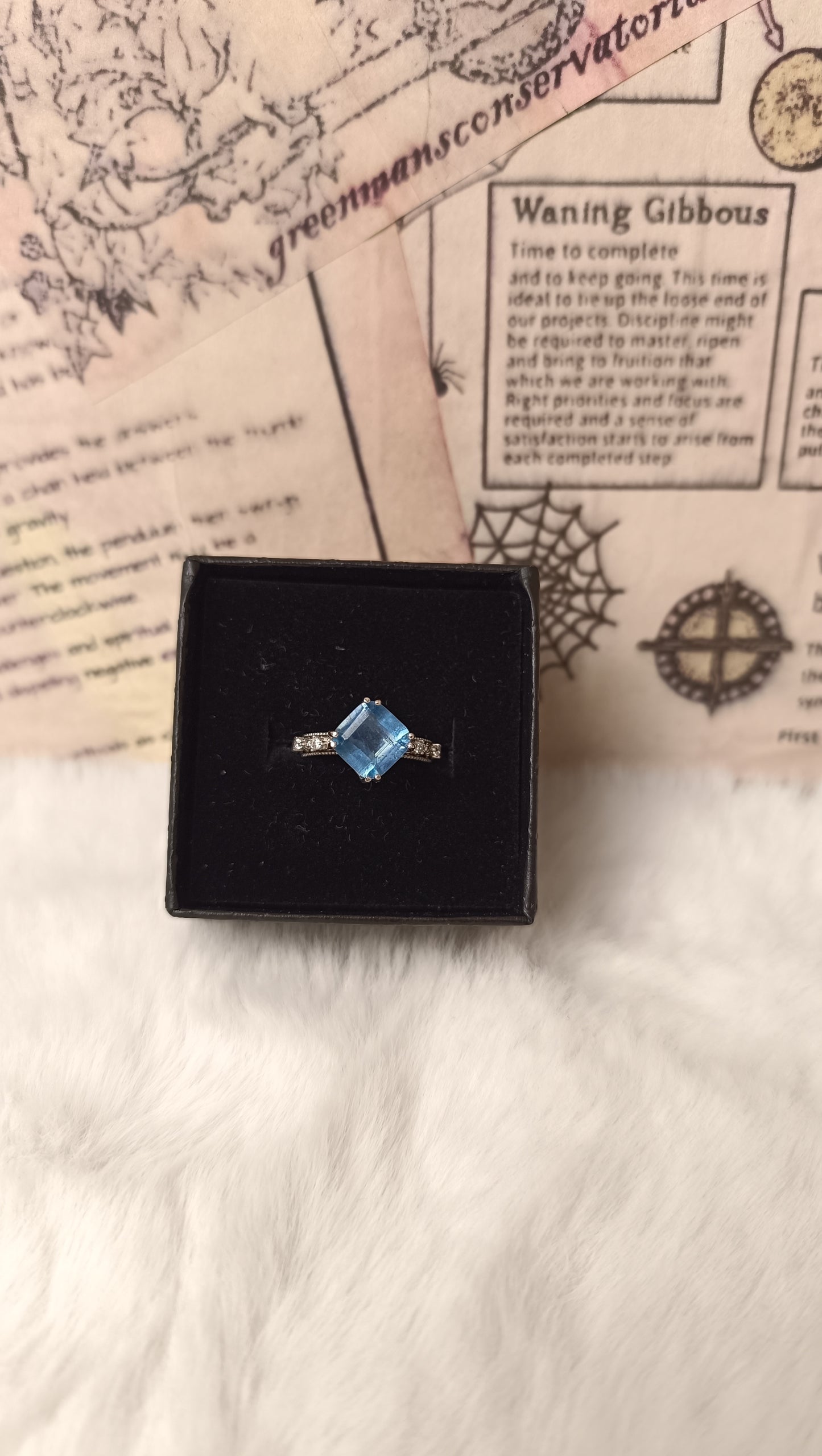 Anello in Argento 925 con Acquamarina Sfaccettata