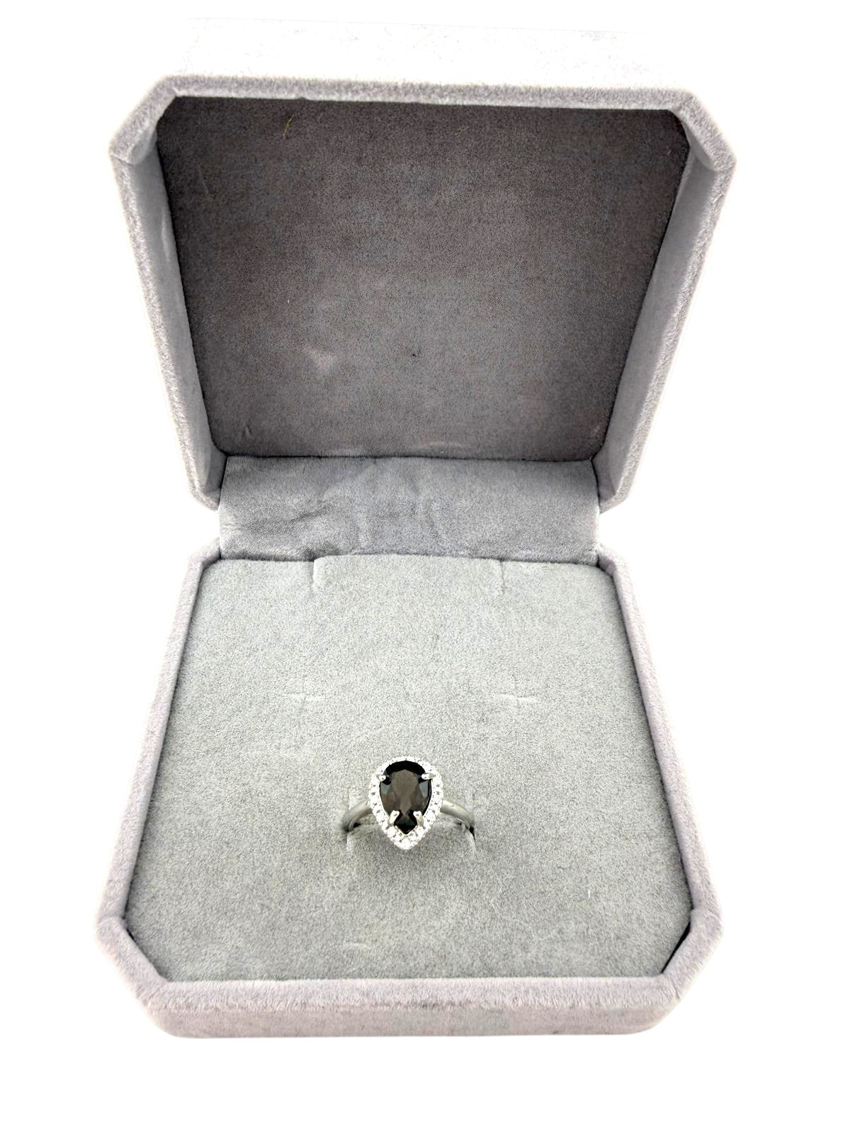Anello quarzo fumè goccia