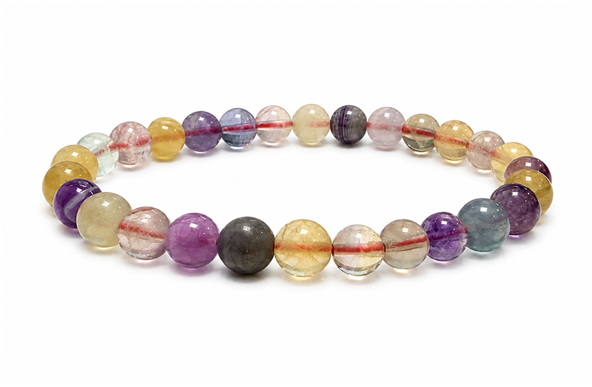 Bracciale in fluorite multicolore Candy da 6-7 mm