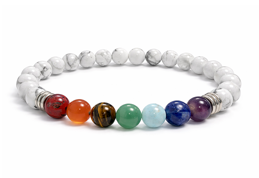 Bracciale Howlite 7 Chakra perle 6mm
