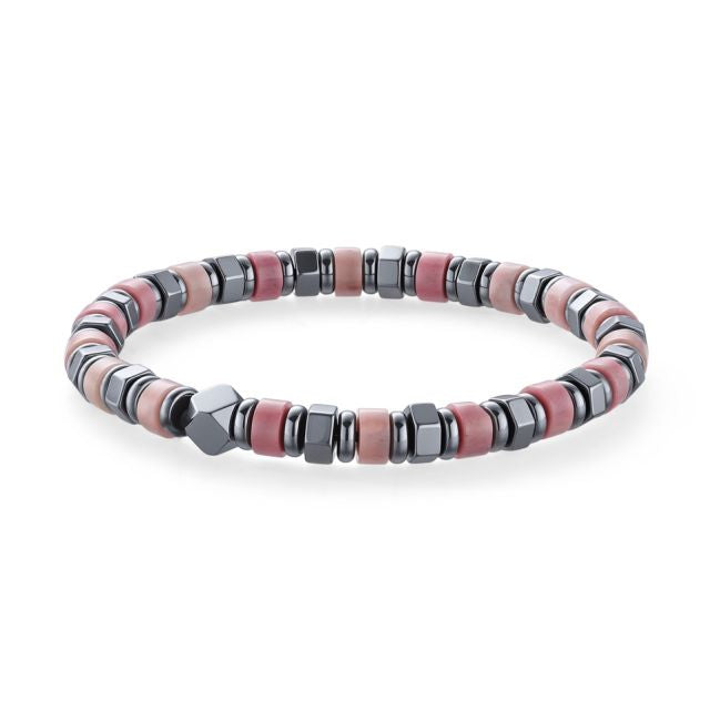 Bracciale in Rodonite ed Ematite perle 6x3mm