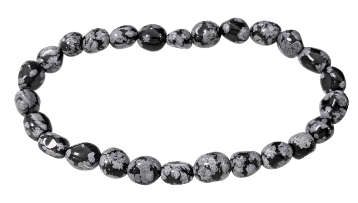 Bracciale di Ossidiana fiocco di neve pietre rotolate