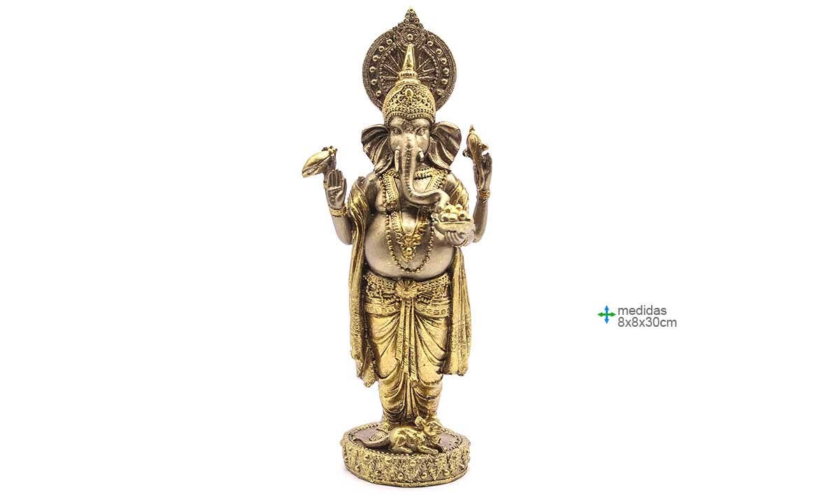 Statua di Ganesh in resina 8x8x30 cm