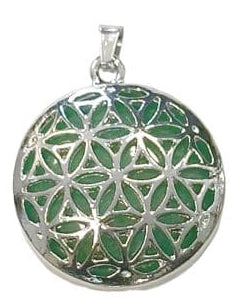 Ciondolo in Metallo Fiore della Vita Avventurina Verde A 25mm x4