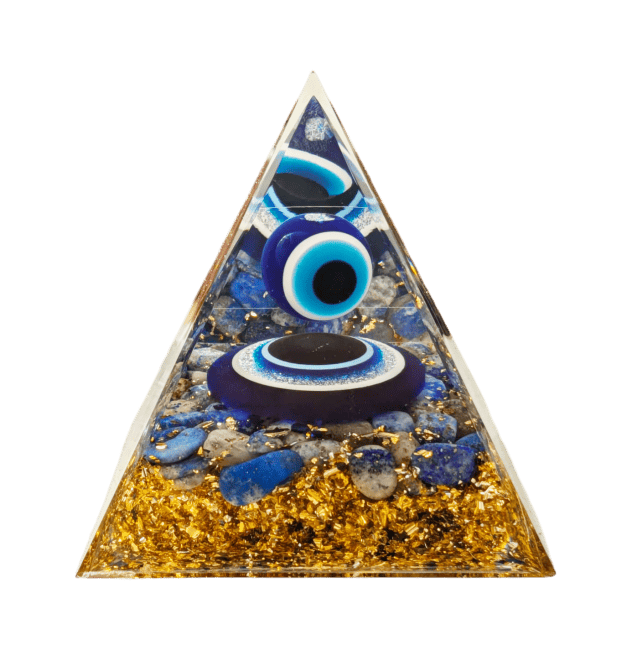 Piramide di orgonite Malocchio e lapislazzuli