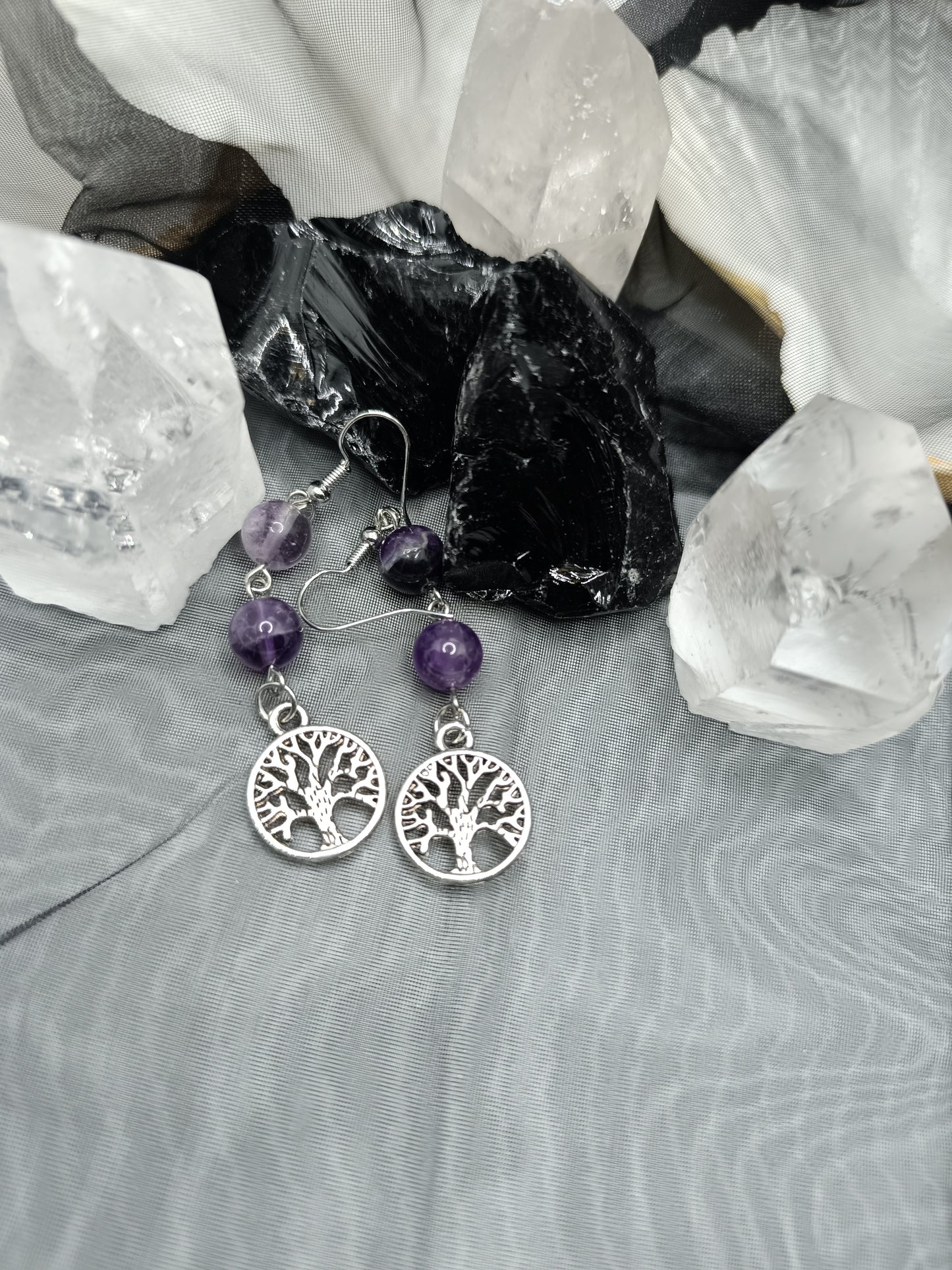 Orecchini in Ametista e Fluorite