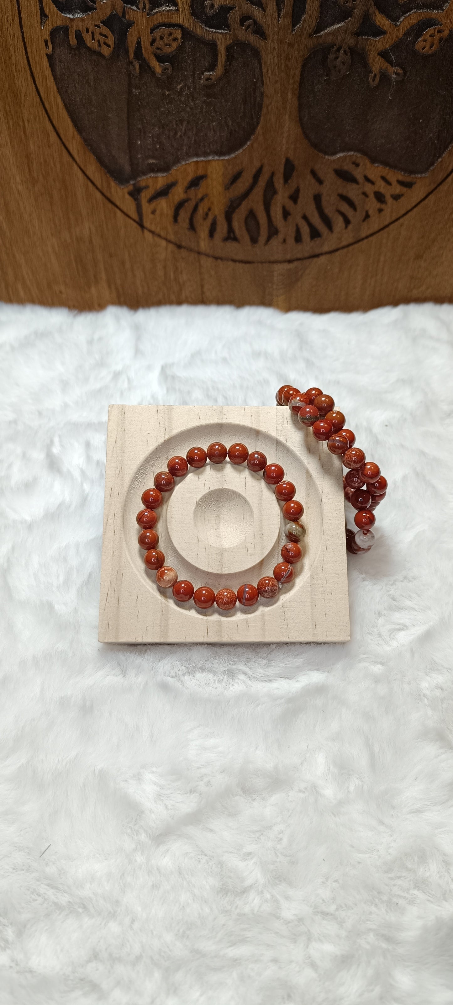 Bracciale in Perle di Diaspro Rosso - 8 mm