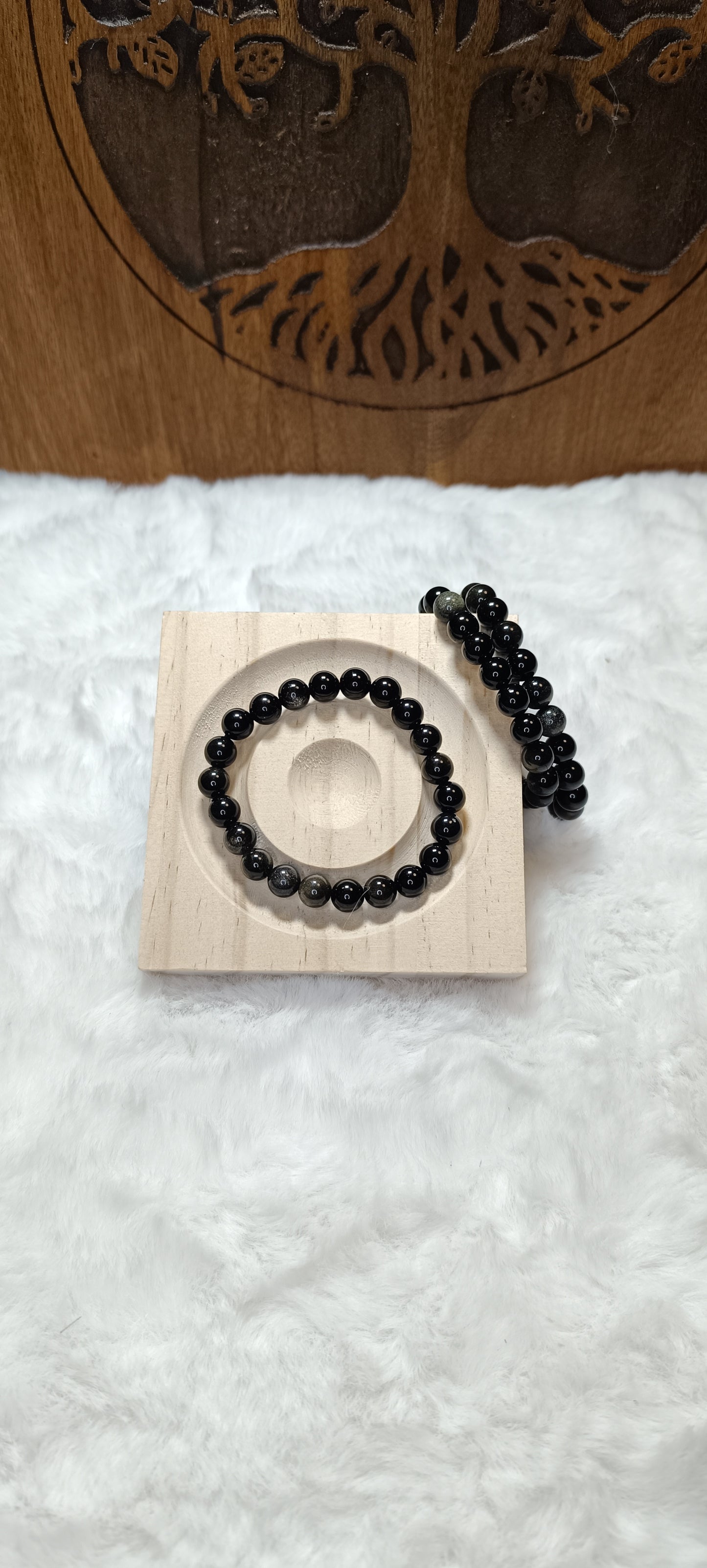 Bracciale in Perle di Ossidiana Dorata - 8 mm