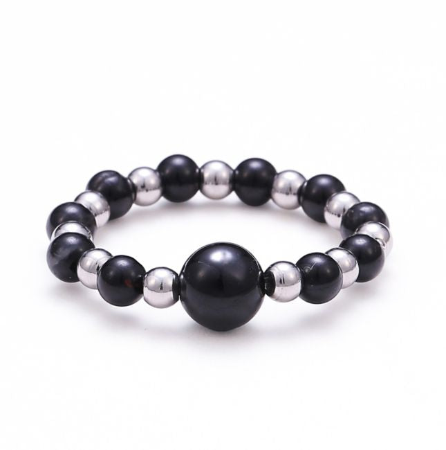 Anello perle tormalina nera