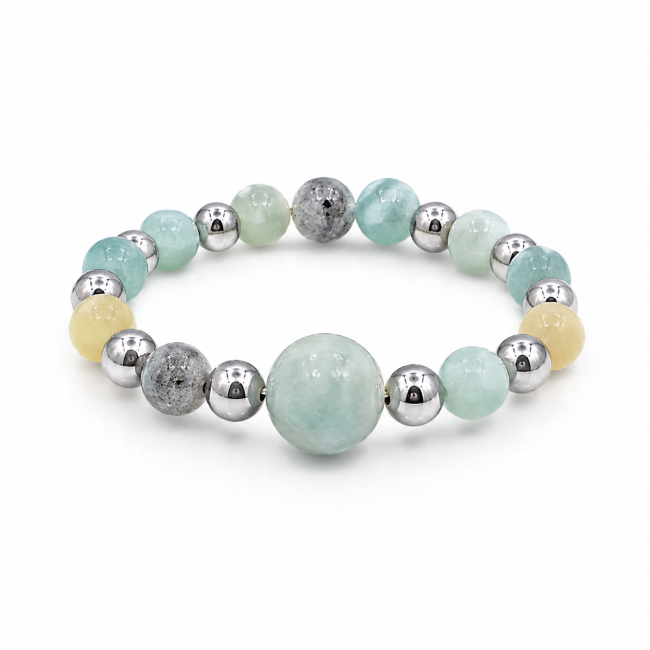 Anello perle amazzonite multicolore