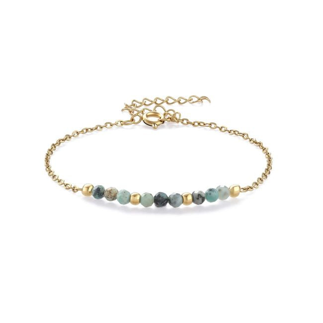 Bracciale in Turchese Naturale d’Africa sfaccettata acciaio inox dorato
