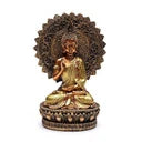 Buddha rassicurazione con aura e trono