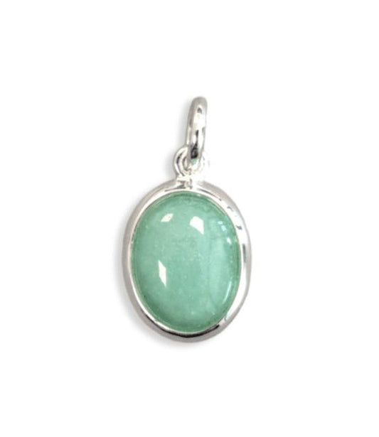 Ciondolo ovale in argento 925 con avventurina verde 13 mm