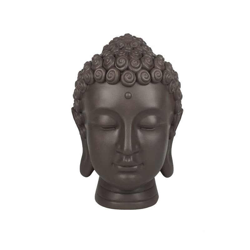Testa di Buddha in resina, 16,5 x 15,5 x 23 cm