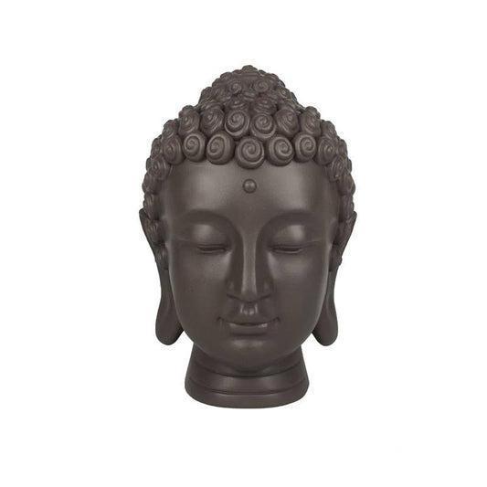 Testa di Buddha in resina, 16,5 x 15,5 x 23 cm