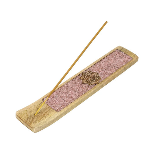 Portaincenso mandala quarzo rosa legno di mango