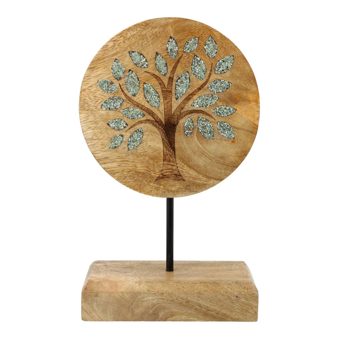 Deco albero della vita legno di mango e avventurina verde con base