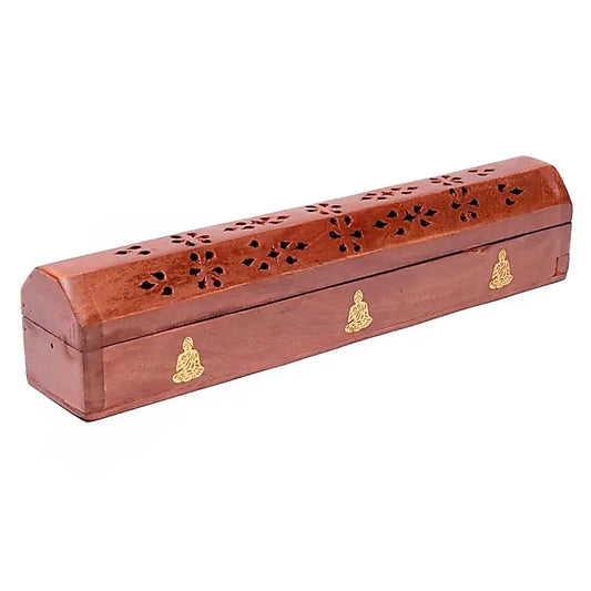Brucia incensi con contenitore in legno con Buddha