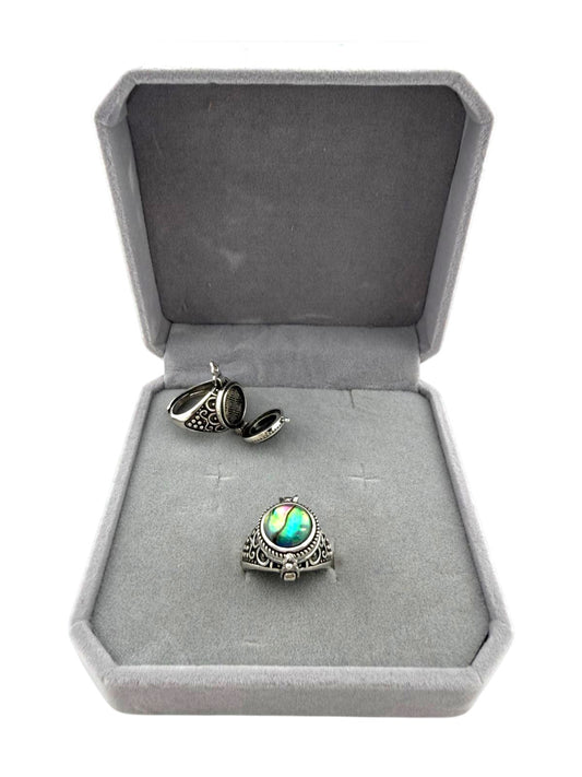 Anello conchiglia abalone con contenitore
