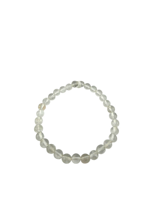 braccialetto di cristallo di rocca perle 6mm
