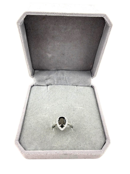 Anello quarzo fumè goccia