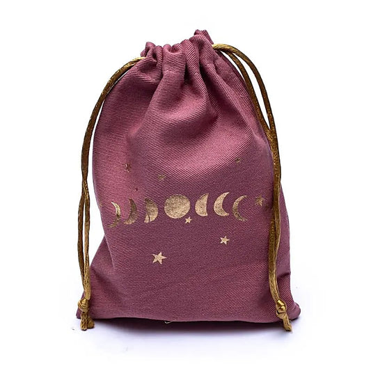 Borsa in cotone con fasi lunari rosa