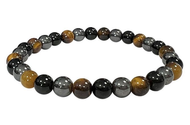 Bracciale Ematite Occhio di Tigre Ossidiana Nera Qualità perle 6mm