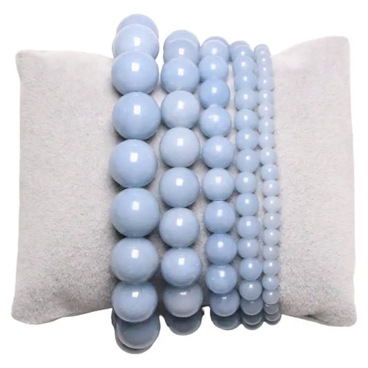 Bracciale in Azzurro Angelite Naturale  4 mm
