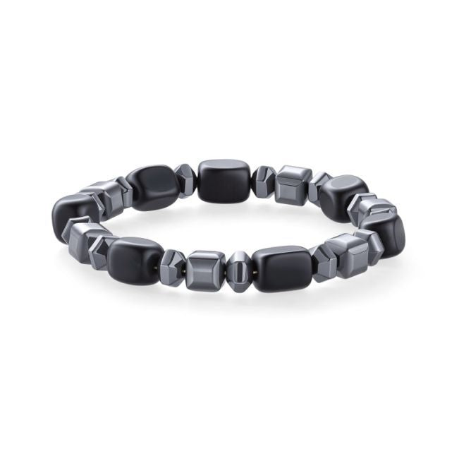 Bracciale in Ossidiana Nera ed Ematite perle 8mm