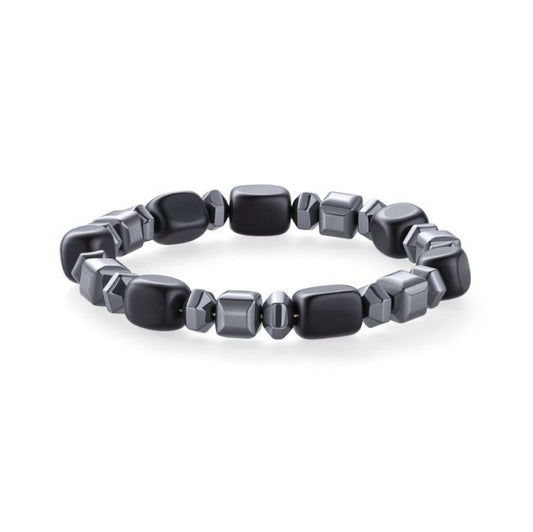 Bracciale in Ossidiana Nera ed Ematite perle 8mm