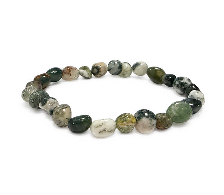 Bracciale con Pietre Burattate in Agata Albero  6-8mm