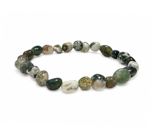 Bracciale con Pietre Burattate in Agata Albero  6-8mm