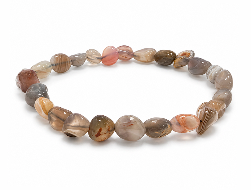 Bracciale in pietre burattate di Agata Botswana  6-8mm