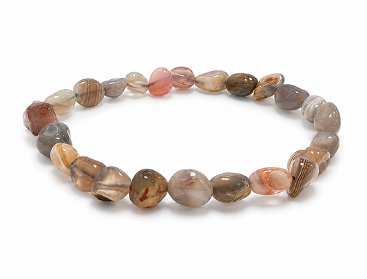 Bracciale in pietre burattate di Agata Botswana  6-8mm