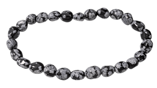 Bracciale di Ossidiana fiocco di neve pietre rotolate