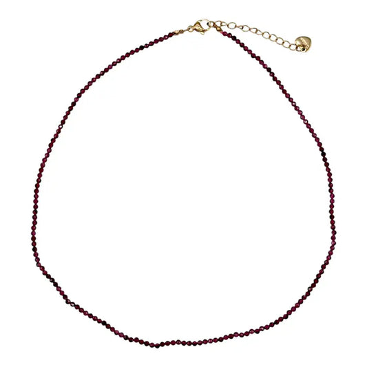 Collana Granato rosso 2-3mm acciaio inossidabile argentato