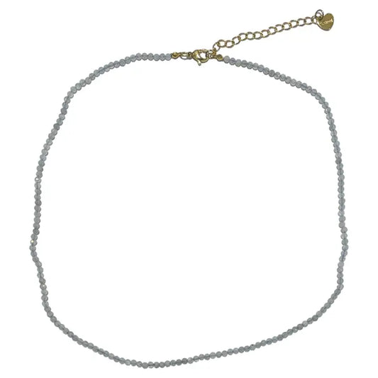 Collana labradorite 2-3mm acciaio inossidabile argentato