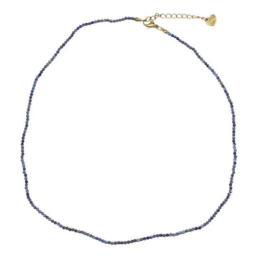 Collana Lapislazzuli chiaro 2-3mm acciaio inossidabile argentato