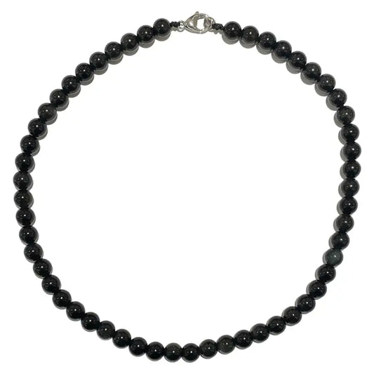 Collana con pietra naturale Occhio Celeste in ossidiana  4 mm